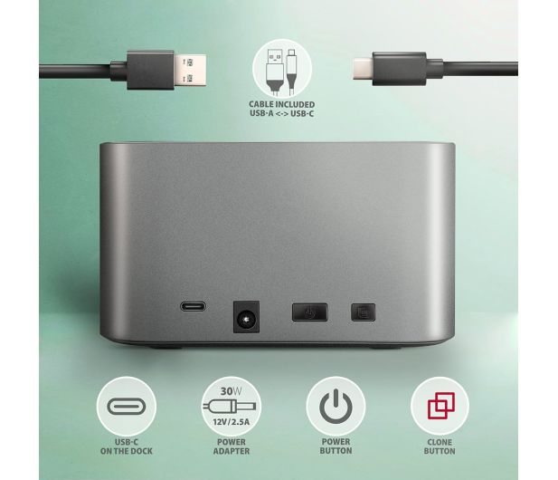Axagon ADSA-DC, USB-C 5Gbps - 2x SATA 6G 2.5"/3.5" SSD/HDD - 1353417 - zdjęcie 8